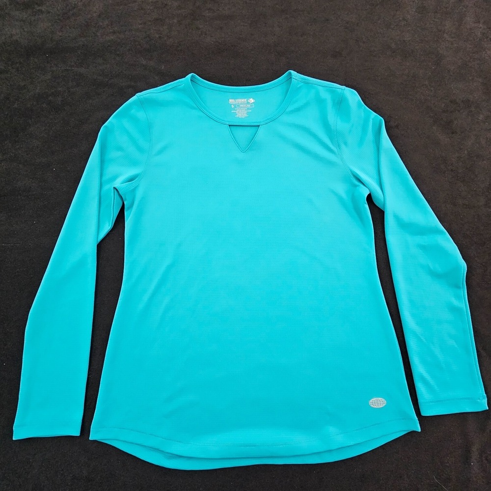 Reel Legends Freeline Blue Long Sleeve Performance T-Shirt Women's S